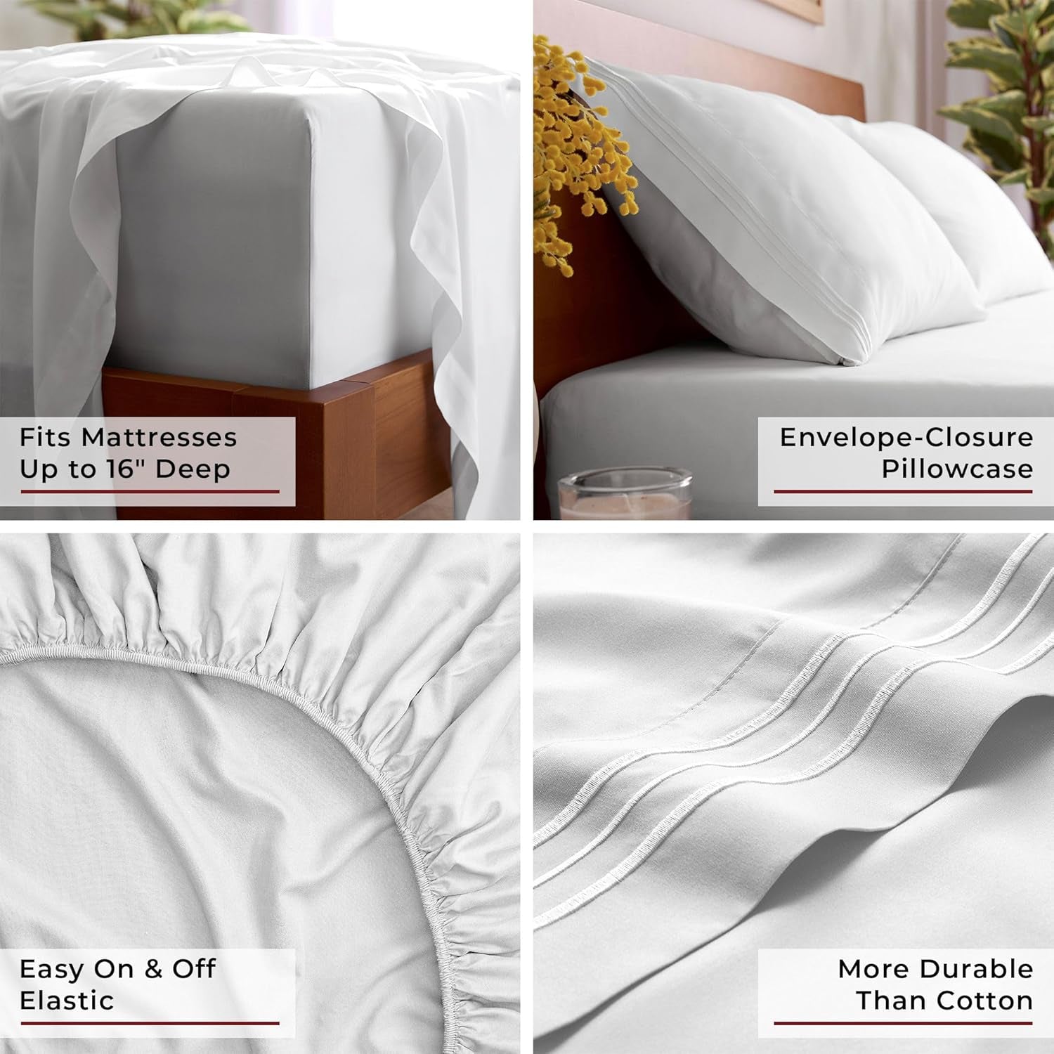 Iconic 4-Piece, Ultra Soft Sheet Set (Queen, White) | 10M+ Sleepers. Lab-Tested: Sleeps Cool, Stays Bright, Strong, Smooth. Good Housekeeping Best Bedding, 7 Yrs Running.