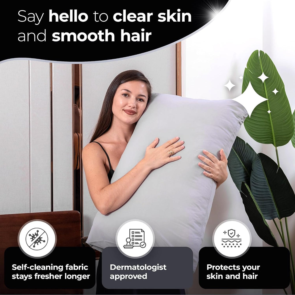 Silver Infused Bed Sheets Set - Ultra-Soft Temperature-Regulating Fabric with Self-Cleaning Technology™ That Stays Fresh 3X Longer for Hygienic Sleep