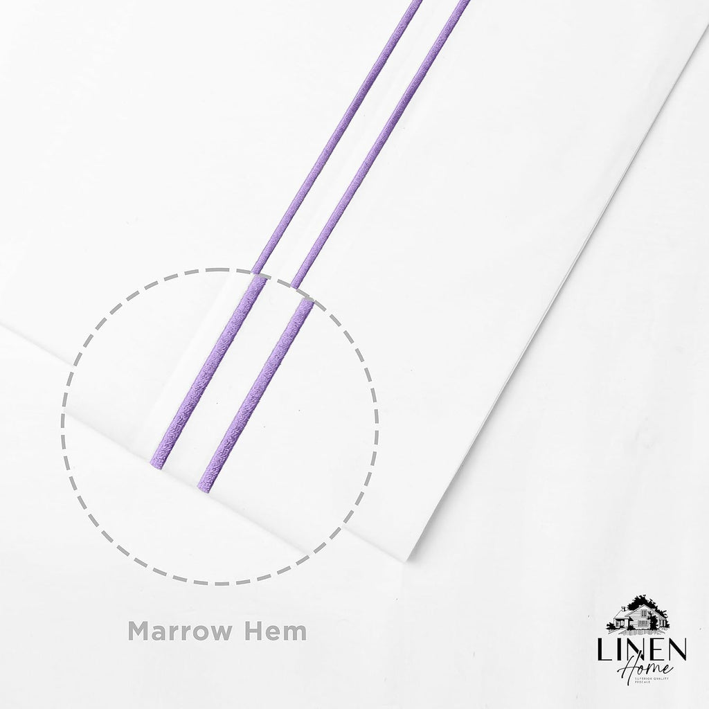 100% Cotton Percale Double Marrow Stitch Hem Sheet Set Queen Size, Mauve Lavender, 4 Piece Hotel-Style Tailored Deep Pocket Bedding, Crisp Cool All-Season Breathable Sheets, Long-Staple Combed Cotton