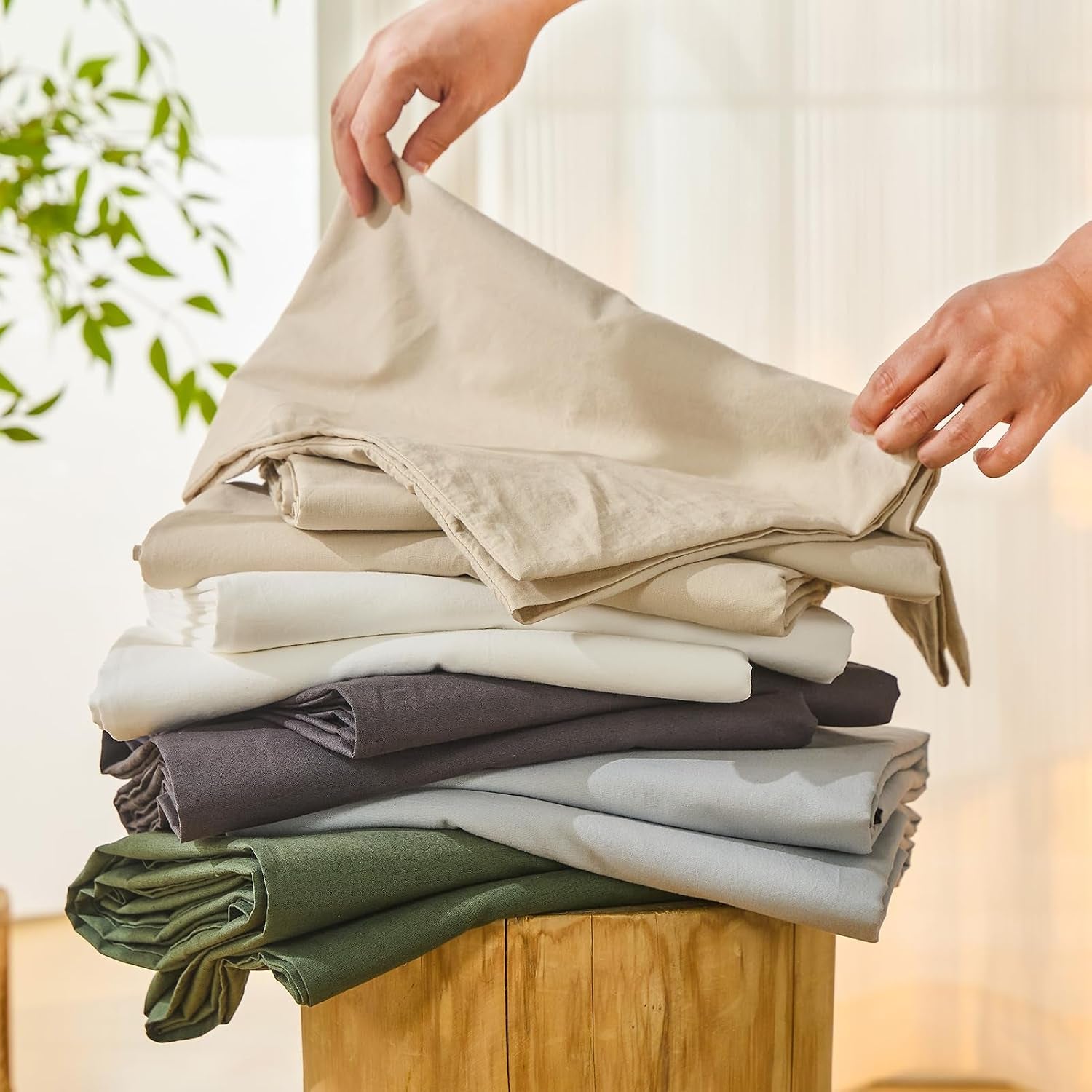 100% French Linen Queen Bedding Set – 18-24" Extra Deep, 4-Piece | Soft & Durable, Breathable & Cooling, Flax Linen Sheet, OEKO-TEX Certified, Moisture Wicking, Easy Care, Machine Washable