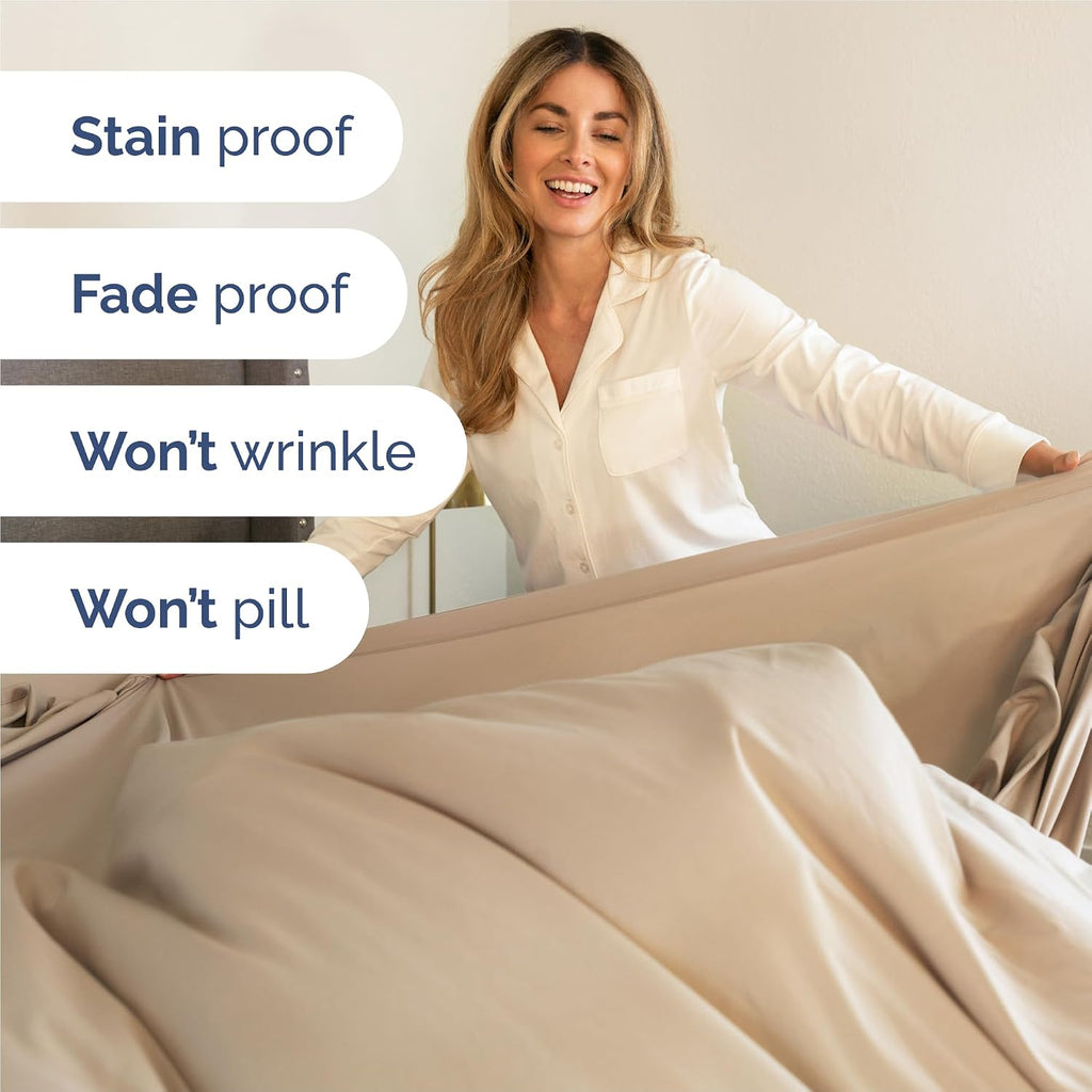 King 6 Piece Bed Sheet Set - Comfy, Breathable & Cooling Sheets - Cream | Ultra Soft Hotel Luxury Bedding Set W/ 8-16 Inch Deep Pockets - 1 Flat & 1 Fitted Sheet & 4 Pillowcases - Wrinkle & Fade Free