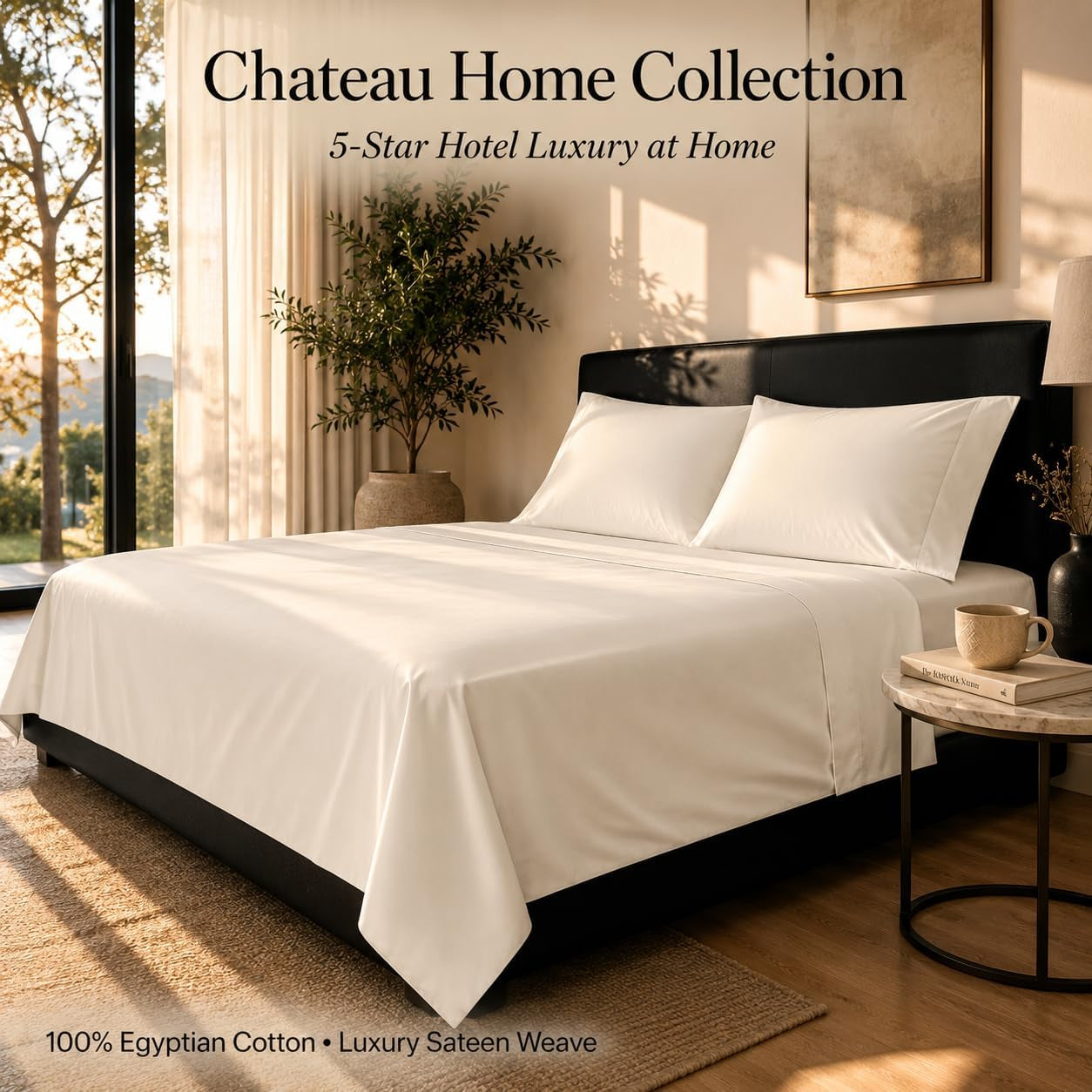 Egyptian Cotton Sheets Queen Size Bed Set, 800TC Bed Sheets - Coconut Milk | 15" Deep Pocket Hotel Luxury Queen Size Sheets Set, OEKO-TEX Certified Soft Sateen Weave, Breathable & Cooling Sheets Queen