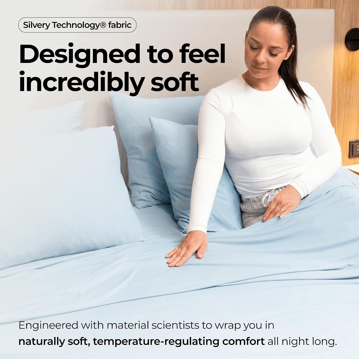 Silver Infused Bed Sheets Set - Ultra-Soft Temperature-Regulating Fabric with Self-Cleaning Technology™ That Stays Fresh 3X Longer for Hygienic Sleep