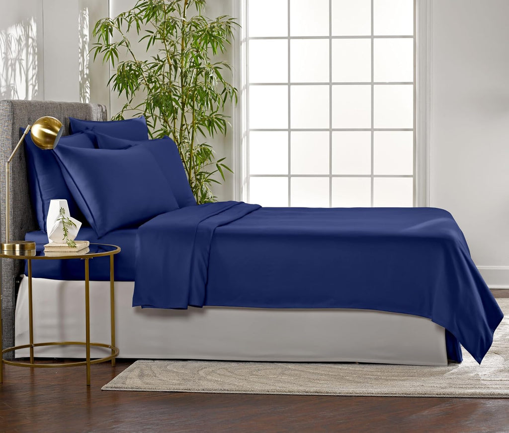 King Sheets, Genuine 100% Organic Viscose Derived from Bamboo Bed Sheet Set, Luxuriously Soft & Cooling, Double Stitching, 2 Year Quality Promise (King, Cobalt Blue)
