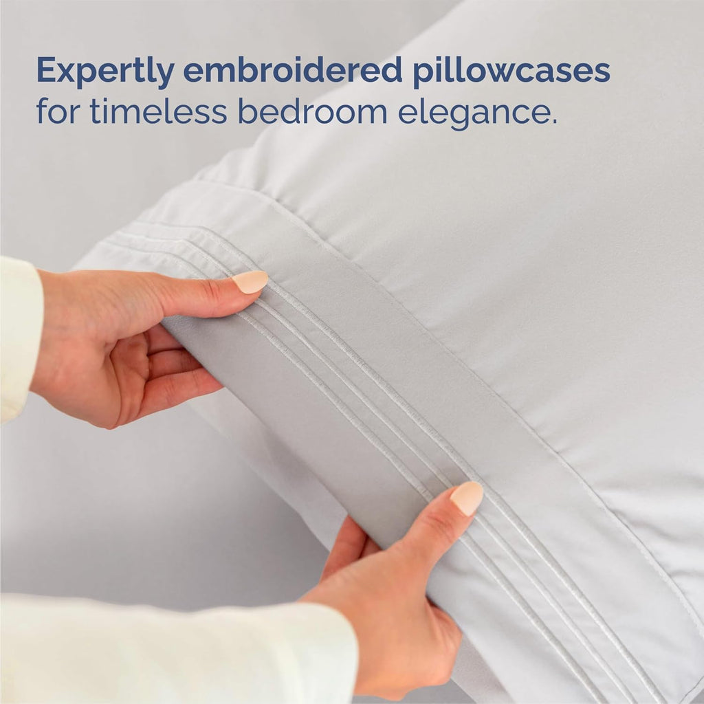 King Size 4 Piece Sheet Set - Breathable & Cooling Sheets - French Grey | Hotel Luxury Bed Sheets for Women & Men, Deep Pockets, Easy-Fit, Extra Soft and Wrinkle Free Sheets, Oeko-Tex Bed Sheet Set
