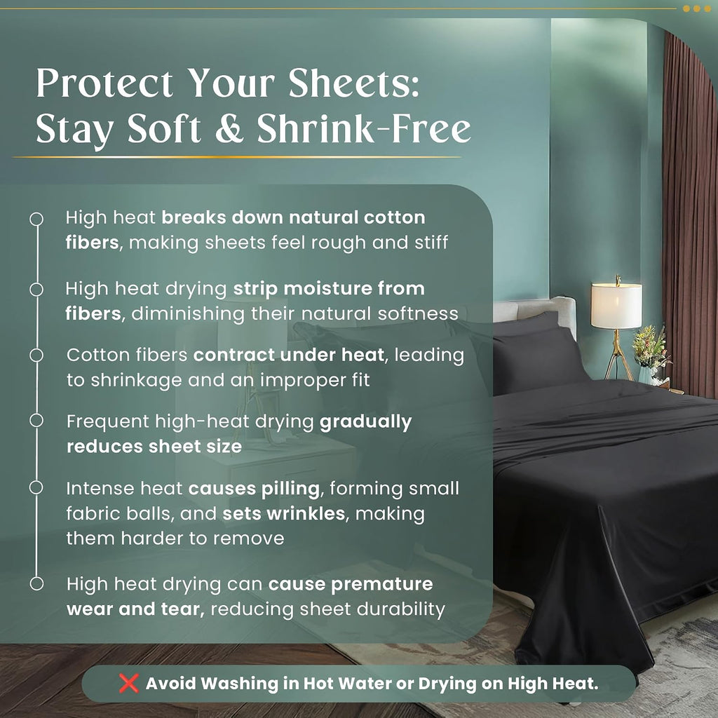Egyptian Cotton Sheets Queen Size, 100% Cotton Queen Sheet Set - Charcoal | 4-Piece 800 Thread Count, OEKO TEX Certified, Sateen Weave Cooling Sheets with 15" Deep Pocket Fitted Sheet & Pillowcase Sets