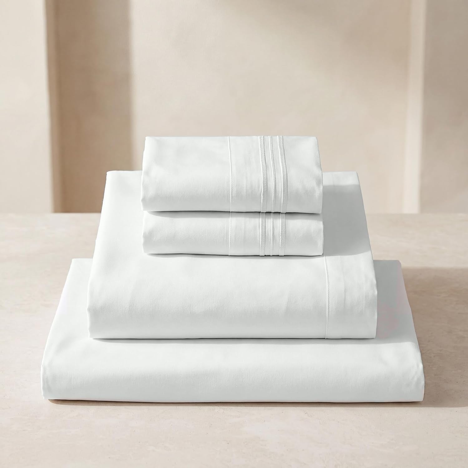 Queen Sheets Set - 4 PC Iconic Collection Bedding | Hotel Luxury, Extra Soft, Cooling Bed Sheets - Wrinkle, Fade, Stain Resistant (Queen, Ivory)