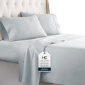 Bed Sheets Set Queen with 2 Pillowcases, Hotel Luxury Platinum 1800 Series Brushed Microfiber Deep Pocket Fitted Sheet, Fade Resistant Ultra Soft 4 Pcs Bedding for Hot Sleepers, Ice Blue
