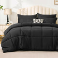 Full Comforter Set Ash Black, 7 Pieces Full Bed in a Bag, All Season Bedding Sets with 1 Comforter, 1 Flat Sheet, 1 Fitted Sheet, 2 Pillowcase and 2 Pillow Sham