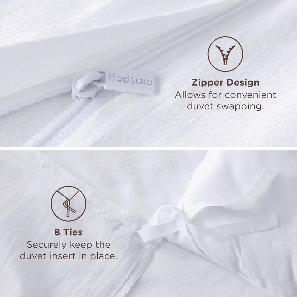 Bedsure Prewashed Duvet Cover Queen, Cotton-Like Bedding Set, Bright White | Ultra Soft, Relaxed Texture, Breathable Comfort, Hidden Zipper, 8 Corner Ties, Easy Care, OEKO-TEX Certified, Year-Round Use