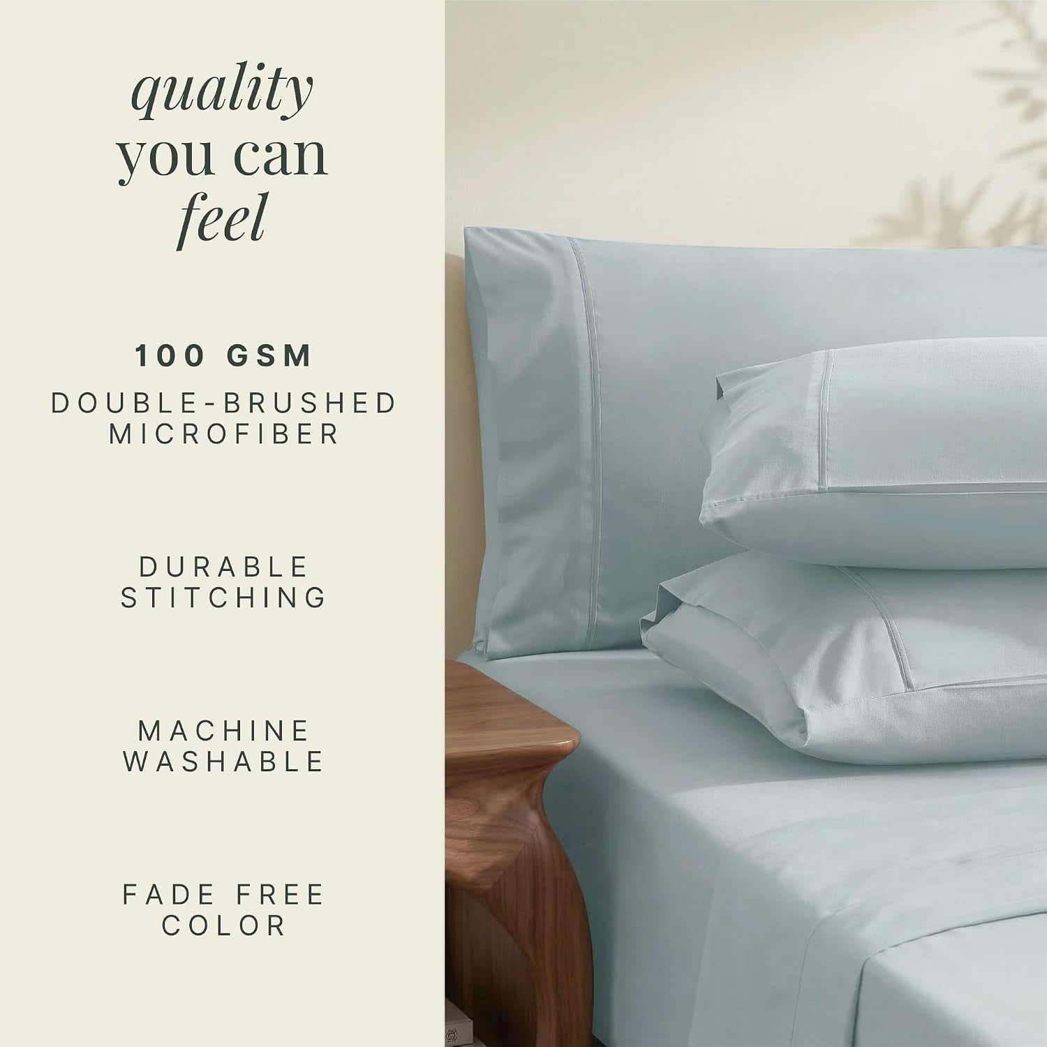 Bed Sheets, Luxury Soft 6 Piece Bed Sheet Set Extra Deep Pocket Fitted Sheets Fits Mattress up to 21", Double Brushed Bedding Sheets & Pillowcases,