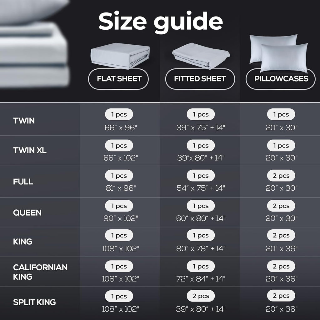 Silver Infused Bed Sheets Set - Ultra-Soft Temperature-Regulating Fabric with Self-Cleaning Technology™ That Stays Fresh 3X Longer for Hygienic Sleep