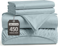 Queen Bed Sheets - 450TC Combed Cotton Sateen Weave, French Blue | Soft & Breathable Queen Sheet Set - Snug 15 Inch Deep Pocket, OEKO-TEX Certified, Everyday Comfort