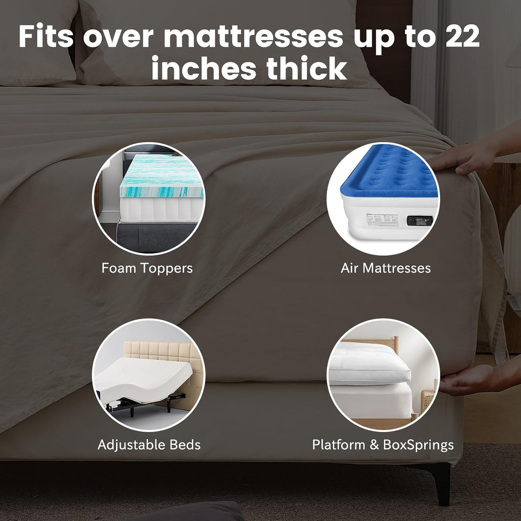 100% French Linen Queen Bedding Set – 18-24" Extra Deep, 4-Piece | Soft & Durable, Breathable & Cooling, Flax Linen Sheet, OEKO-TEX Certified, Moisture Wicking, Easy Care, Machine Washable