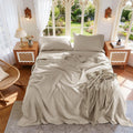 100% French Pure Linen Sheets King Size,Soft & Durable | Breathable for Hot Sleepers,Anti-Tear Linen Bed Sheets,Moisture Wicking,16" Deep Pocket - 4 Piece,Linen