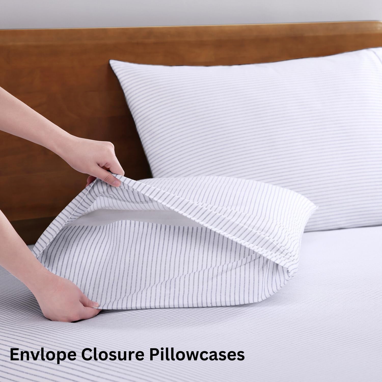 Twin Sheet Set 100% Organic Cotton Cooling Soft - Ticking Stripe | 100% Organic Cotton Percale Twin Sheet Set - Affordable Organic Luxury, Honest-Price Organic Quality, for Hot Sleepers