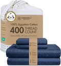 400TC Egyptian Cotton Queen Sheet Set, Jacquard, Folkstone Blue | 100% Egyptian Cotton, Jacquard Pattern, 4-Piece Set, 16" Deep Pocket, Cooling, OEKO-TEX Certified, Machine Washable