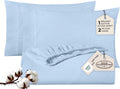 Royale Linen Fitted Sheet with Pillowcases - Queen Fitted Sheets with 2 Pillowcases - 300 Thread Count 100% Organic Cotton - Fit Mattress up to 18" Deep - Soft & Breathable - Lake Blue (No Flat Sheet)
