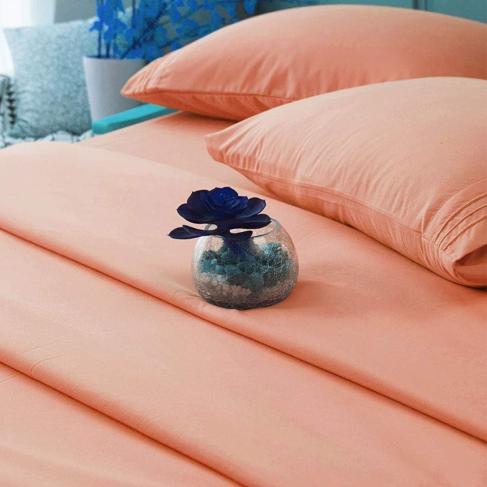 Bed Sheet Set Super Soft Microfiber 1800 Series Luxury Egyptian Sheets 16-Inch Deep Pocket Wrinkle and Hypoallergenic-4 Piece (Coral, Queen)