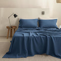 100% Linen Sheets Queen Size Set, 4 Pcs Natural French Linen Bed Sheets, Breathable Soft Durable Bedding Set for All Season (Classic Blue, Queen)
