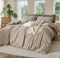 100% Pure Linen Blend 4 Piece Sheet Set, Cooling and Breathable Flax Bed Sheets for Hot Sleepers, All Season Comfort, Anti-Tear and Durable Bedding, 18 Inch Deep Pocket(Natural Linen, King)