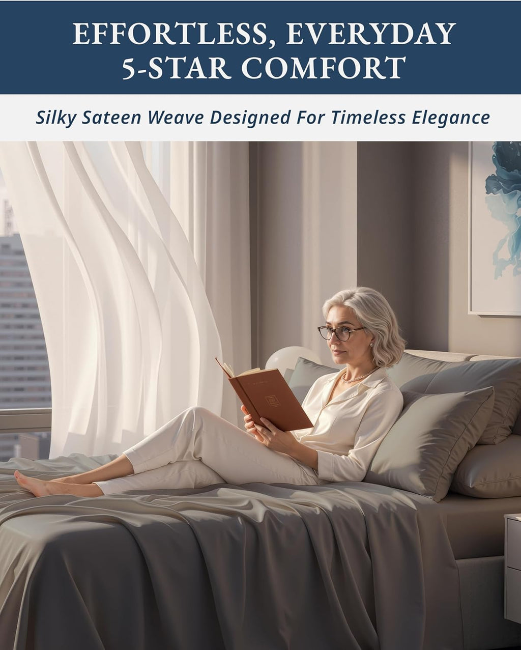 Queen Sheet Set 100% Egyptian Cotton Sateen - Charcoal | Queen Bed Sheets - 4-Piece Set, for a Luxurious Night'S Sleep, for a Silky Hotel-Style Bed, Styles a Master Bedroom