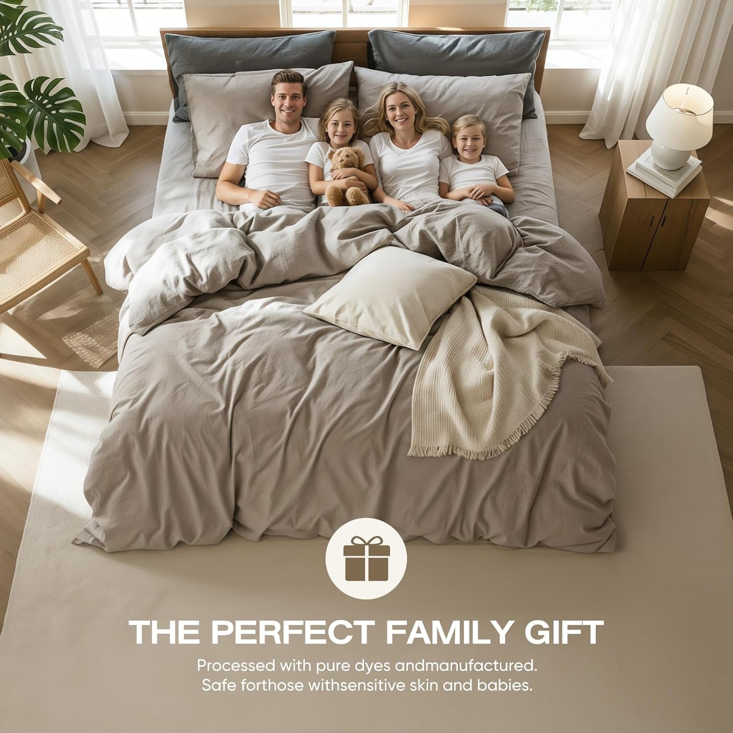 100% Pure Linen Blend 4 Piece Sheet Set, Cooling and Breathable Flax Bed Sheets for Hot Sleepers, All Season Comfort, Anti-Tear and Durable Bedding, 18 Inch Deep Pocket(Natural Linen, King)