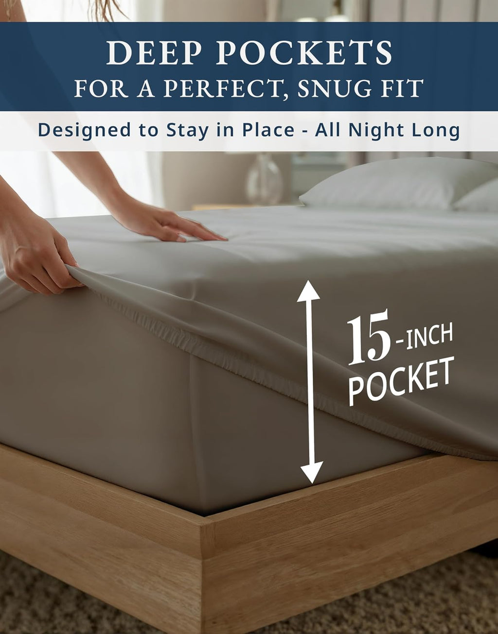 Sheets Queen Size Bed Set 100% Egyptian Cotton Sateen - Charcoal | Cooling Sheets Queen - 4-Piece Set, 16" Deep-Pocket Snug Fit, 1000 Thread Count, Styles a Master Bedroom, Cozy Feel