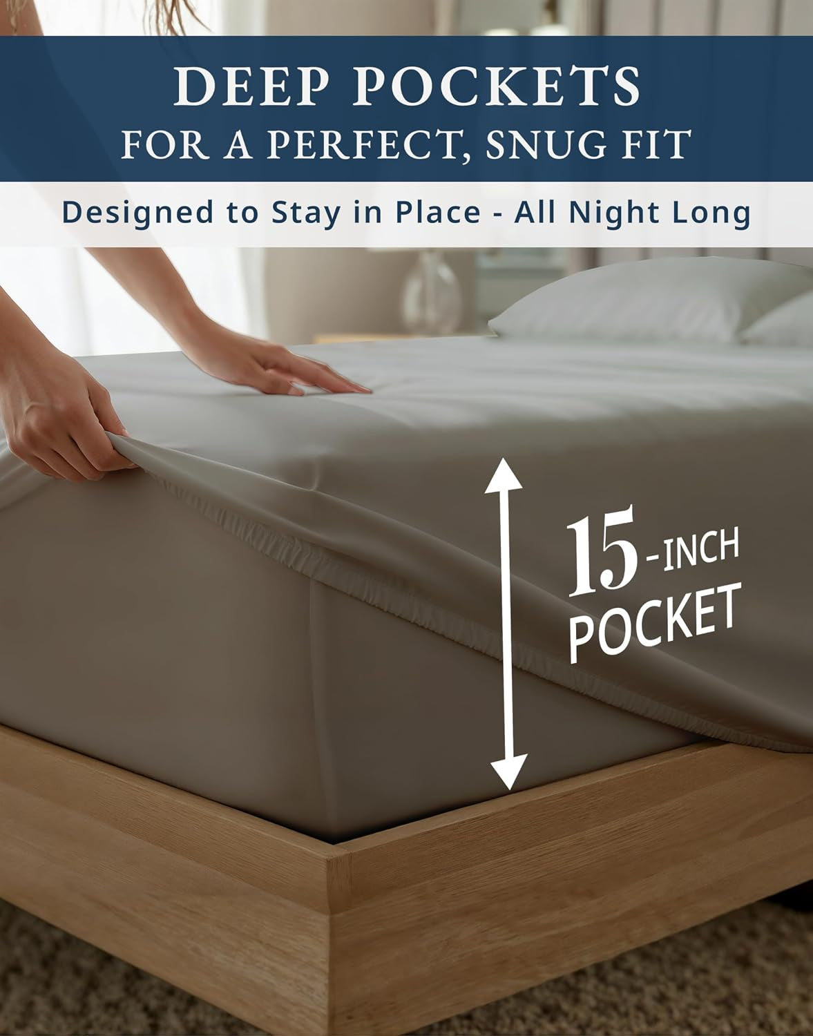 Sheets Queen Size Bed Set 100% Egyptian Cotton Sateen - Charcoal | Cooling Sheets Queen - 4-Piece Set, 16" Deep-Pocket Snug Fit, 1000 Thread Count, Styles a Master Bedroom, Cozy Feel